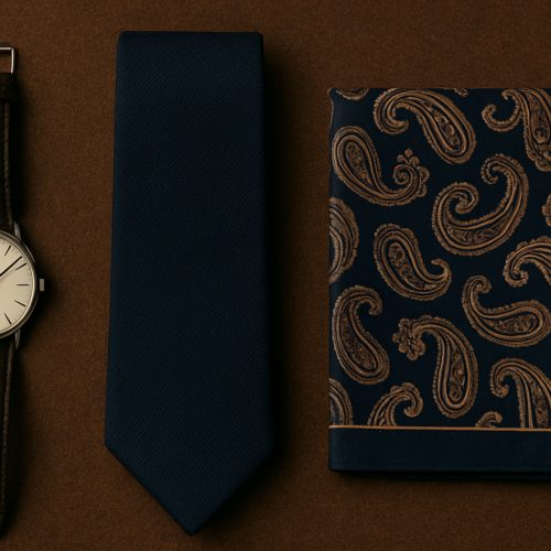 Flat Lay Watch Tie Pocket Square